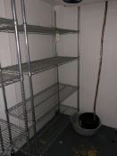 2 Vogue mobile 4-shelf Food Storage Racks, 920mm x 460mm, to cold room (located in Kitchen)