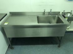 Single bowl Sink Unit, 1500mm x 650mm, with left hand drainer (located in Snack Kitchen)