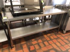 Stainless steel Preparation Table with shelf under, 1800mm x 650mm, with lip (located in Kitchen)