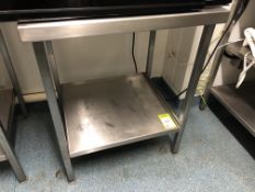 Stainless steel Preparation Table, 700mm x 650mm, with lip and shelf under (located in Snack