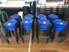 39 tubular framed plastic seat Stools, blue (located in Main Hall)