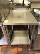 Stainless steel Preparation Table, 600mm x 650mm, with lip and shelf under (located in Kitchen)