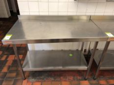 Stainless steel Preparation Table with shelf under, 1200mm x 650mm, with lip (located in Kitchen)