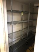 2 Vogue mobile 4-shelf Food Storage Racks, 1220mm x 460mm, to cold room (located in Kitchen)