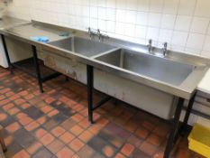 Stainless steel double bowl Sink, 3300mm x 750mm, with left hand drainer (located in Kitchen)