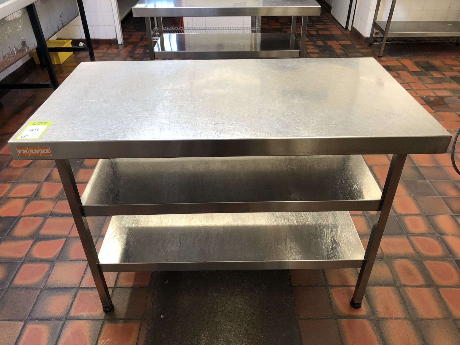 Stainless steel Preparation Table, 1200mm x 650mm, with 2 shelves under (located in Kitchen)