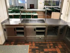Stainless steel Servery, 2660mm x 850mm, with 2 heated cabinets, Euro Kera heated pass (located in