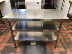 Stainless steel Preparation Table, 1200mm x 650mm, with 2 shelves under (located in Kitchen)