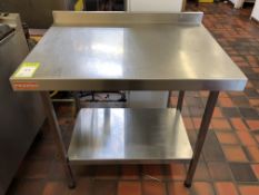 Stainless steel Preparation Table with shelf under, 900mm x 650mm, with lip (located in Kitchen)