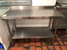 Stainless steel Preparation Table with lip and shelf under, 1200mm x 600mm, with lip (located in