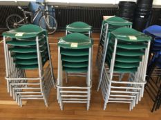 28 tubular framed plastic seat Stools, green (located in Main Hall)