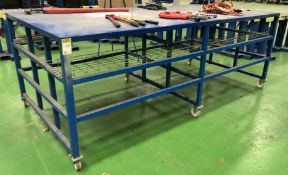 Fabricated mobile Workbench, 2980mm x 1490mm, with storage under (located in Bay 3)