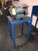 Draper GHD200 twin wheel Bench Grinder, 240volts, with fabricated stand (located in Bay 3)