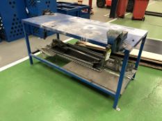 Fabricated Workbench, 1800mm x 800mm, with engineers vice and pipe vice (located in Bay 3)