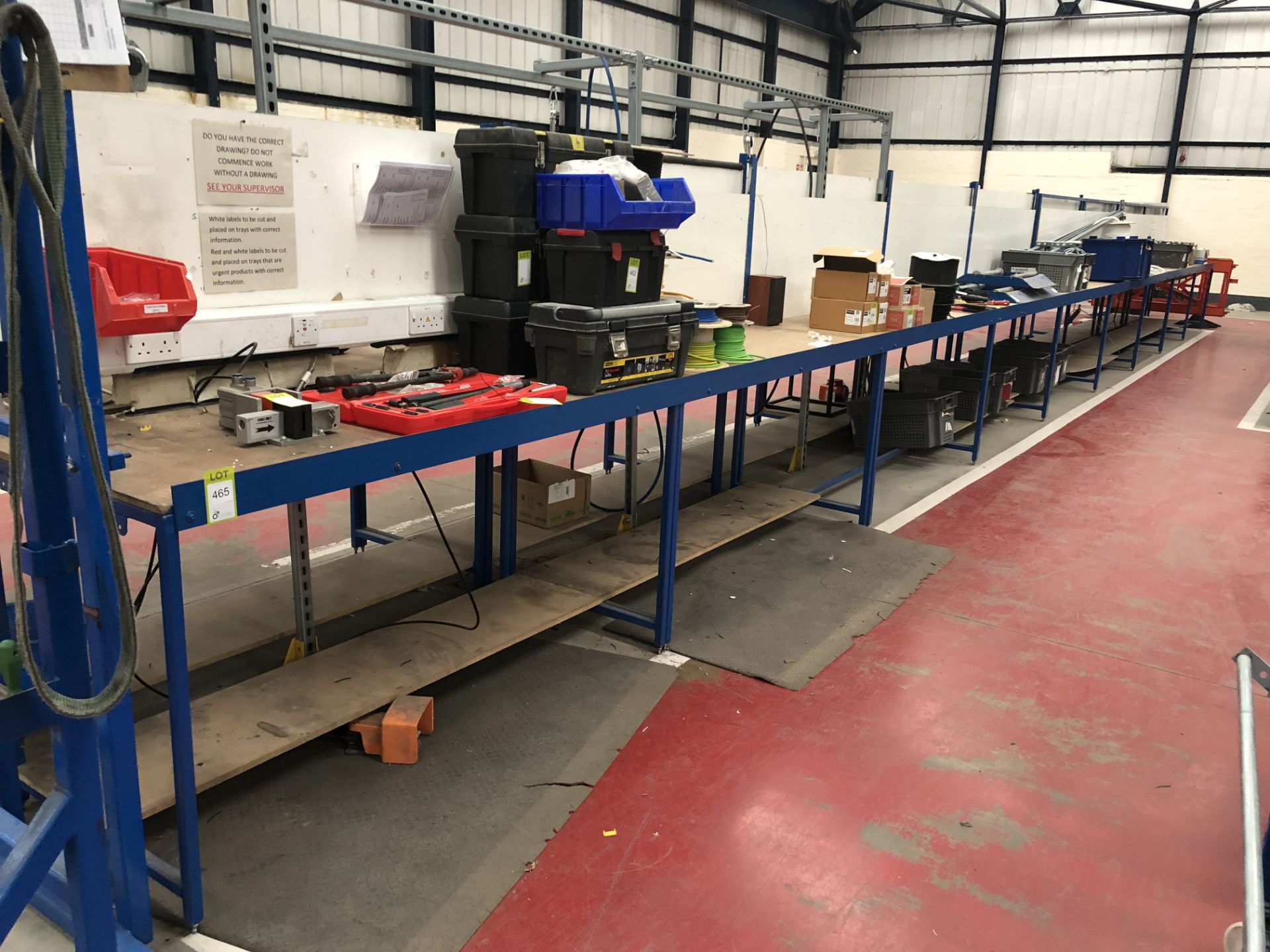 Single sided Electrical Assembly Bench with sockets, 18m x 760mm (located in Bay 4)