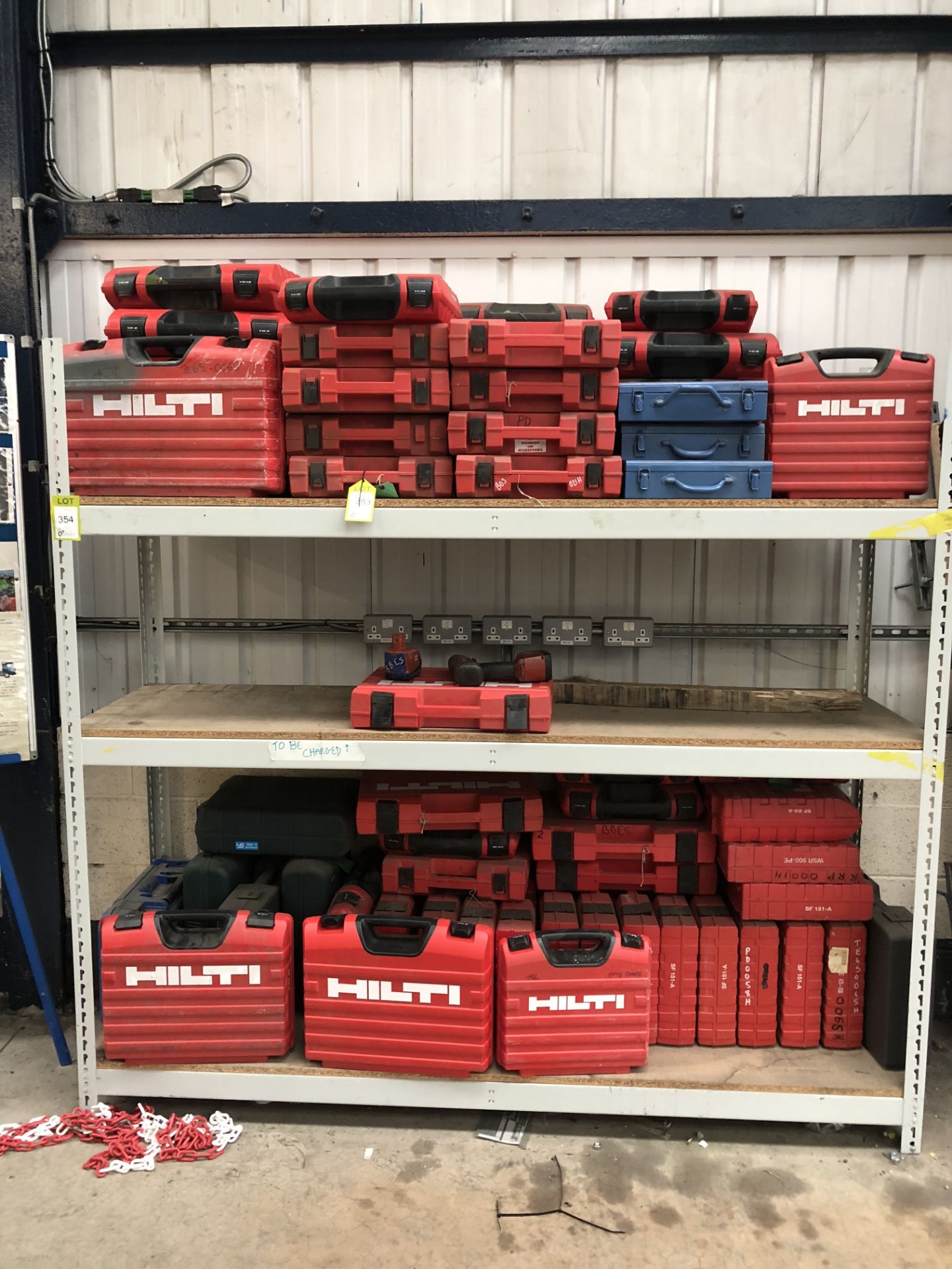 Large quantity Hilti Tool Boxes, to rack (located in Bay 4)