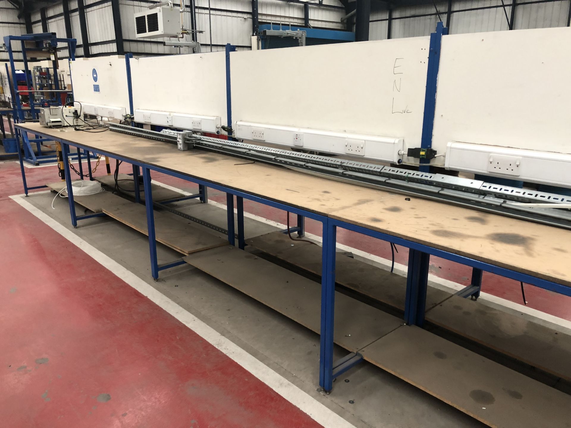 Steel framed single sided Electrical Assembly Bench, 1600mm x 760mm, with electric sockets ( - Image 4 of 4