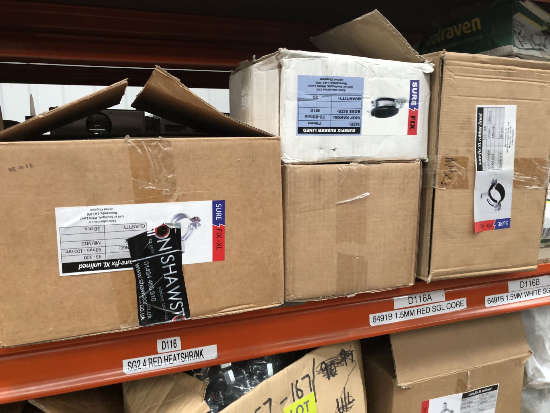 Quantity Brackets, stainless steel Boxes, Clips, etc, to bay (located in Stores)