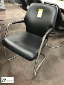 4 Boss leather Meeting Armchairs, black, with tubu