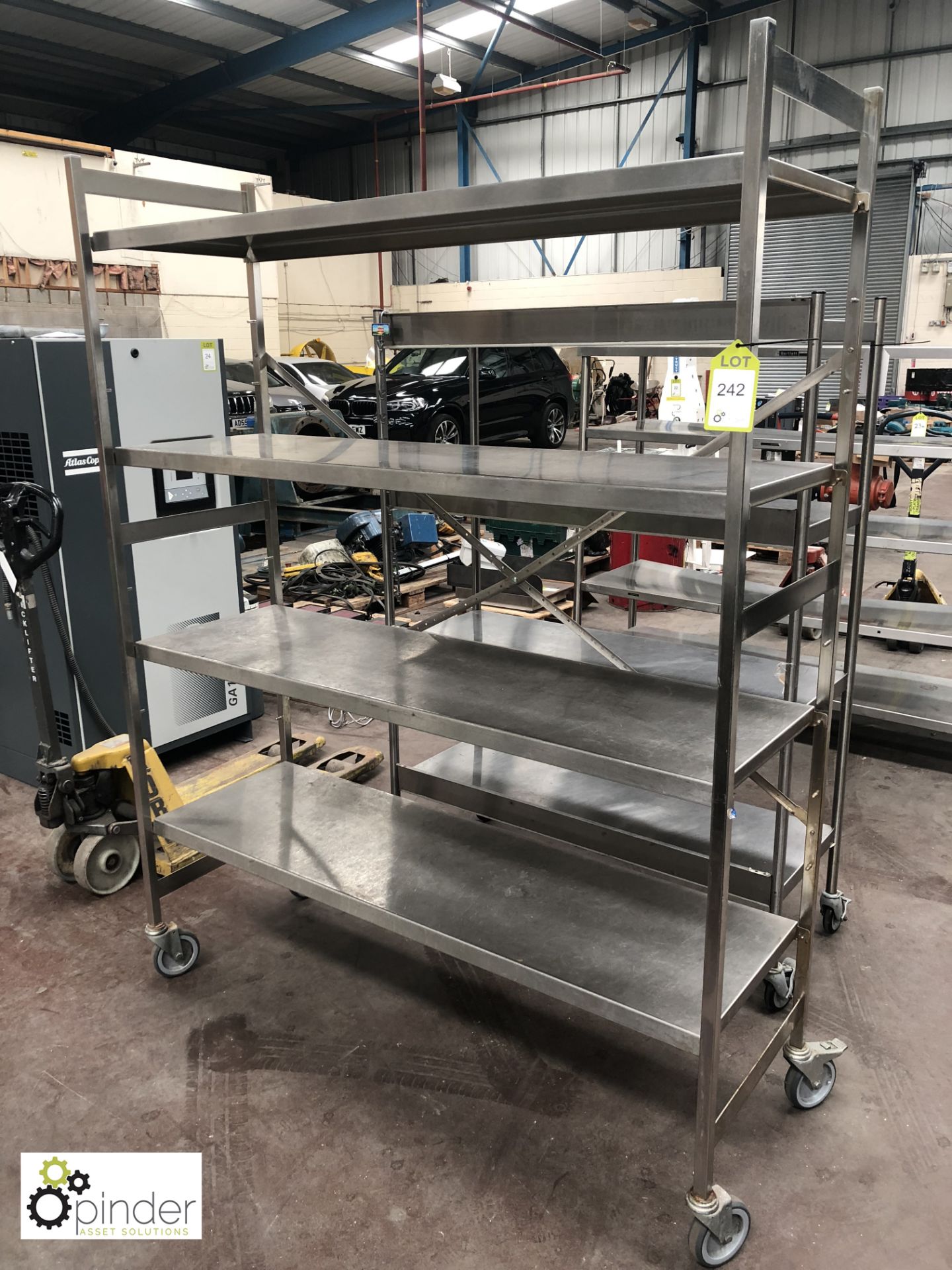 Mobile stainless steel 4-shelf Rack, 1500mm x 500m