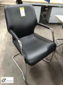 6 Boss leather Meeting Armchairs, black, with tubu