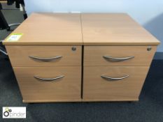 2 beech effect mobile 2-drawer Pedestals (located in Suite 4, first floor)