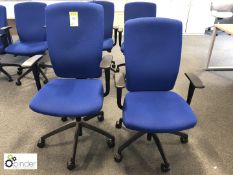 2 Torasen upholstered operators swivel Armchairs, blue (located in Suite 4, first floor)