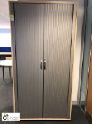Beech effect double shutter full height Cabinet, 1050mm x 500mm x 2040mm high (located in Suite 3,