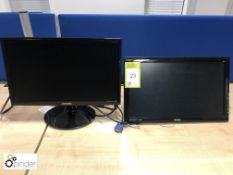 Samsung 19in flat panel Monitor and Benq 19in flat panel Monitor, with angle poise arm (located in