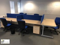 Beech effect 5-person Desk Cluster, comprising 5 d