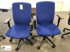 2 Torasen upholstered operators swivel Armchairs, blue (located in Suite 4, first floor)