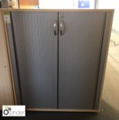 Beech effect double shutter front Cabinet, 1050mm x 500mm x 1240mm high (located in Main Office,