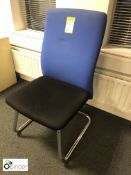 11 tubular framed cantilever upholstered Meeting Chairs, black seat, blue back (located in Meeting