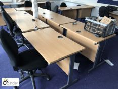 5 beech cantilever Desks, with 5 upholstered swivel office chairs, black (located in W303A, upper