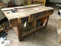 Timber Workbench, 1520mm x 760mm, with joiners vice (located in W331, ground floor)
