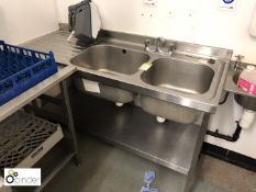 Stainless steel double bowl Sink, 1500mm x 600mm, with left hand drainer (located in Wheelright