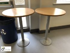 2 beech effect Poseurs Tables, 750mm diameter (located in Wheelright Refectory, basement)