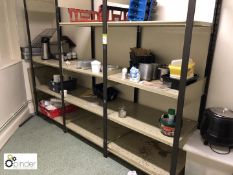 3 bays boltless Racking, 2840mm x 660mm including Soup Kettle and Grindy Bin (located in