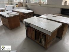 5 various timber Workbenches, with joiner vices (located in W310, ground floor)