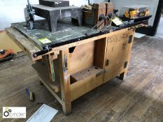 Timber Workbench, 1500mm x 760mm, with 2 cupboards (located in W309, ground floor)