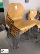 Set of 7 beech effect tubular framed Refectory Chairs (located in Wheelright Refectory, basement)