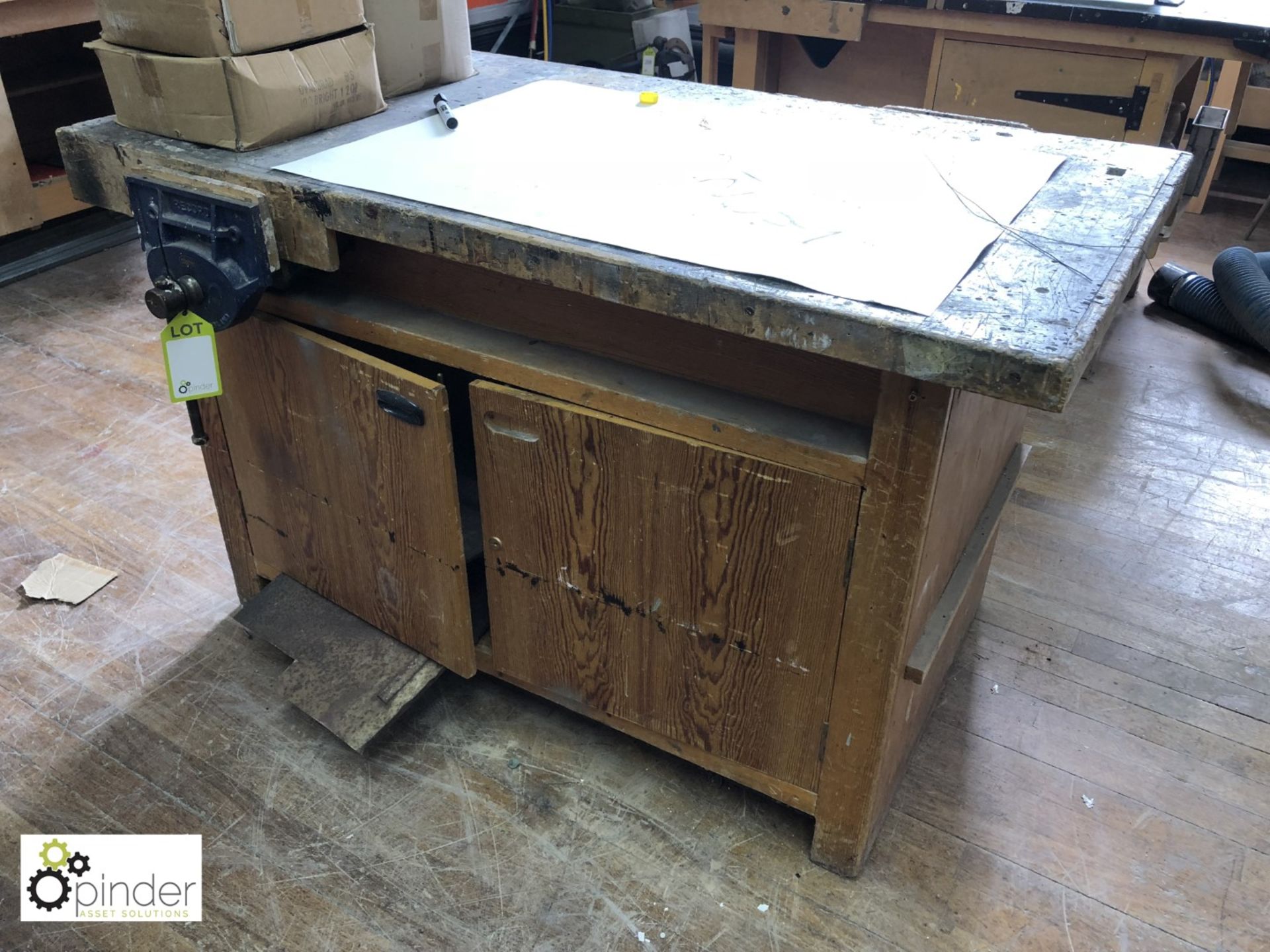 Timber Workbench, 1370mm x 760mm, with 2 joiners vices (located in W309, ground floor)