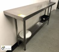 Stainless steel Side Table, 1920mm x 420mm, with shelf under (located in Wheelright Refectory,