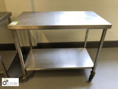 Stainless steel mobile Preparation Table, 1070mm x 600mm, with shelf under (located in Wheelright