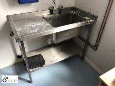 Stainless steel single bowl Sink Unit, 1200mm x 600mm, with left hand drainer (located in W120/1,