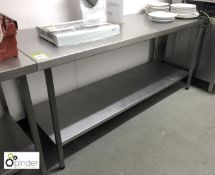 Stainless steel Preparation Table, 1800mm x 650mm, with shelf under (located in Wheelright