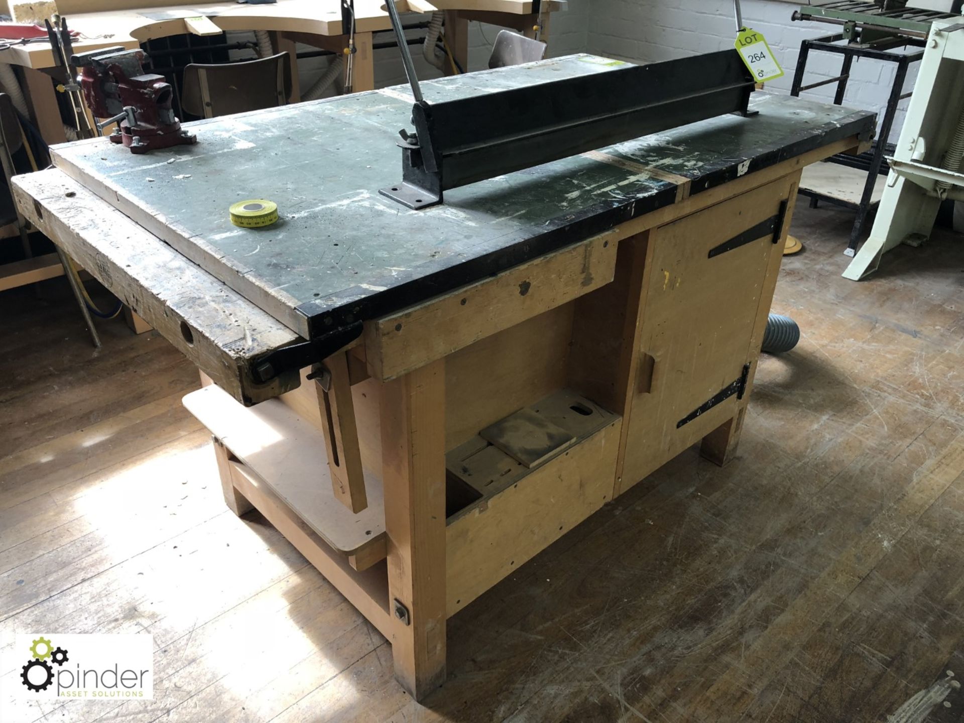 Timber Workbench, 1500mm x 760mm, with 2 cupboards and 3½in vice (located in W309, ground floor) - Image 2 of 2