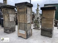 4 York stone Gate Posts, 2 x approx. 2350mm x 750mm x 750mm, 1 x 2150mm x 760mm x 760mm, 1 x