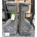 Pair of carved Grey Stone York Corbels, 750mm