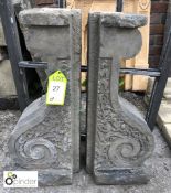 Pair of carved Grey Stone York Corbels, 750mm
